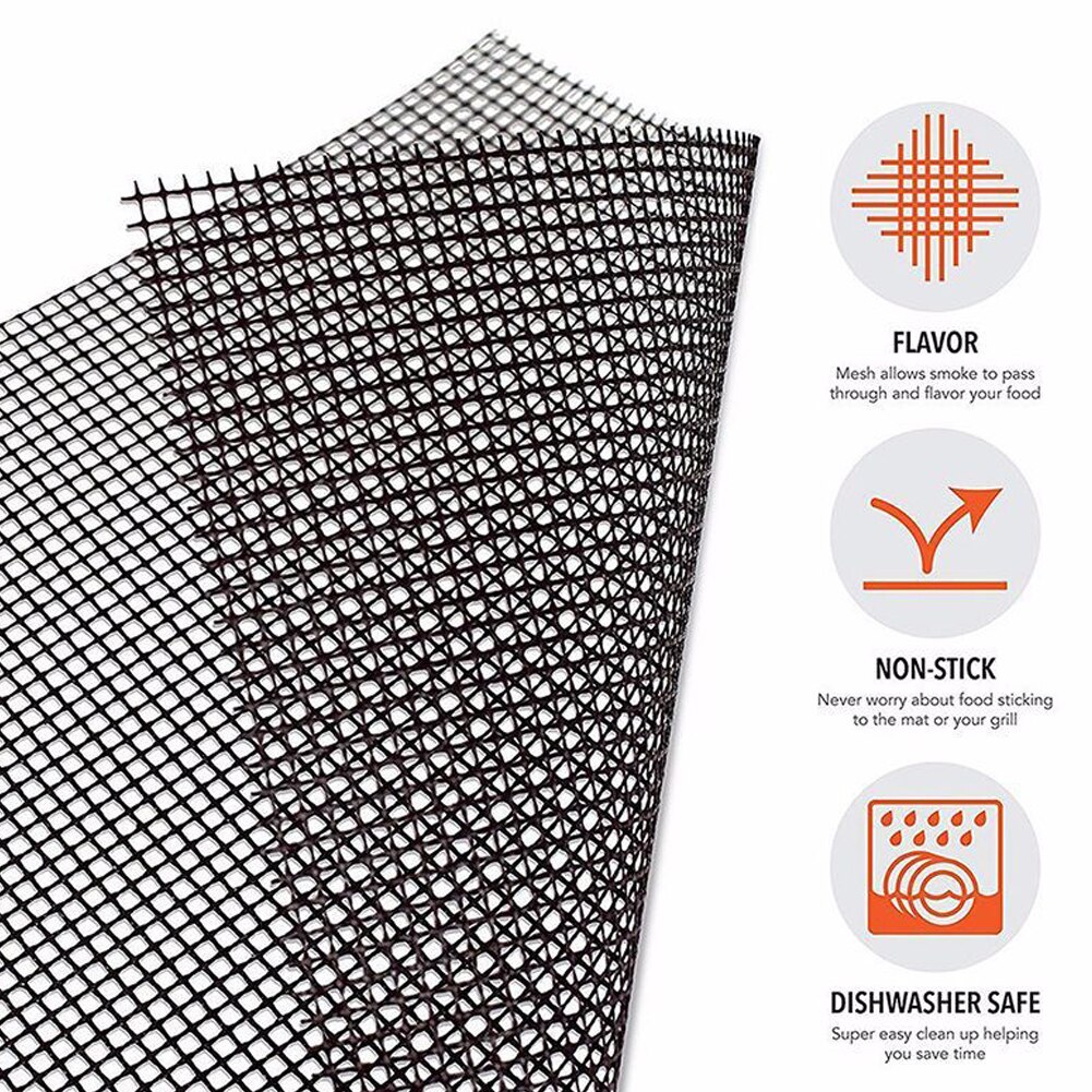 Non Stick BBQ Grill Mesh Reusable Teflon Grilling Net Barbecue Mat for Grilling,Cooking,Baking,Barbecue,40 x 33cm