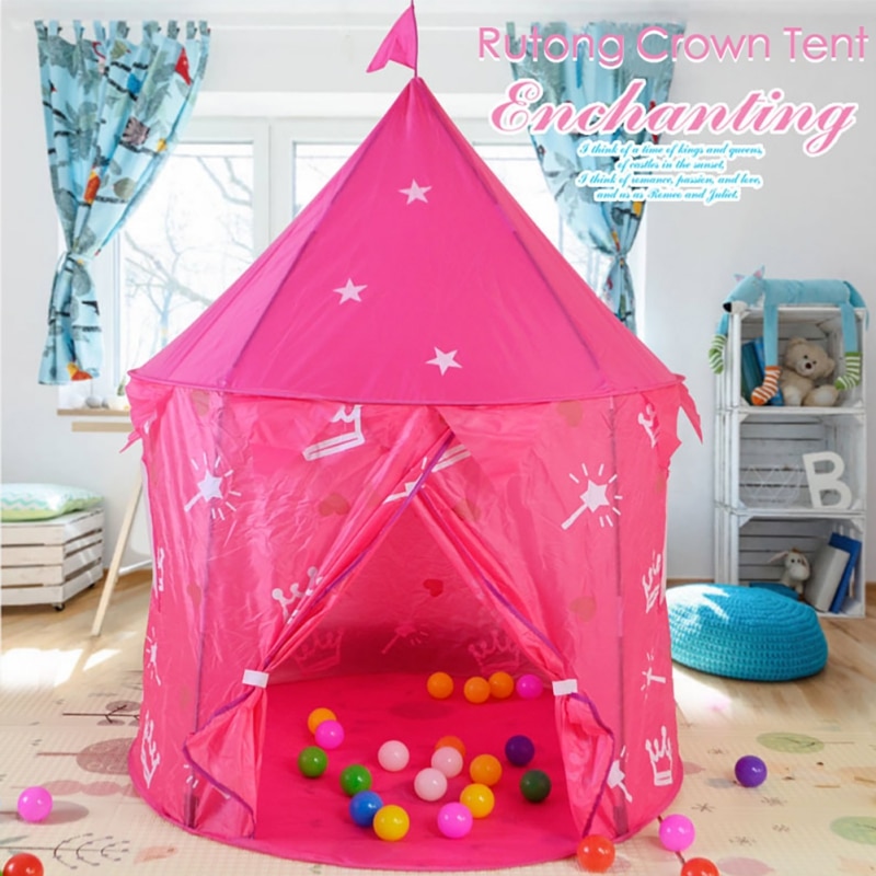 Draagbare Opvouwbare Prinses Opvouwbare Tent Speelhuis Spel Tent Speelgoed Bal Zwembad Kasteel Tenten Voor Meisjes Kids Kinderen Kerstcadeaus