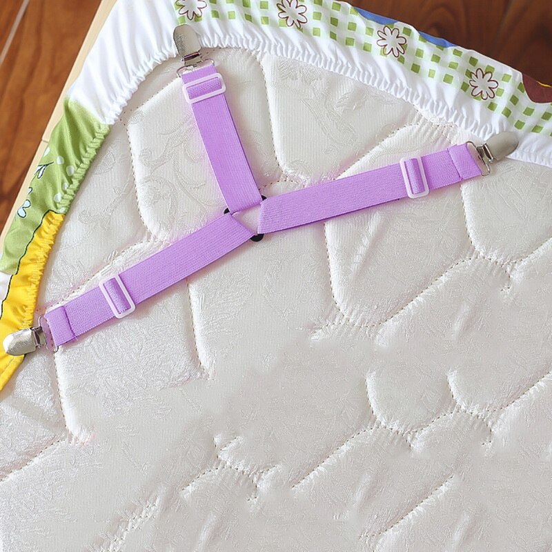 4pcs/set Elastic Bed Sheet Clips Suspenders Straps Adjustable Heavy Duty Grippers For HomeA
