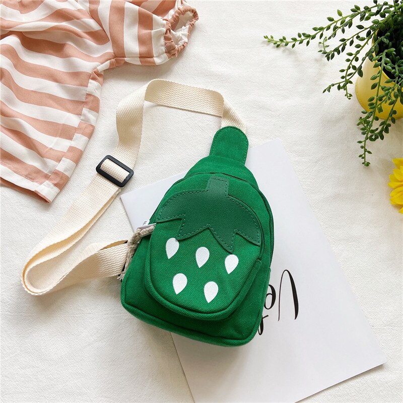 Baby Handtasche Kinder Nette Erdbeere Muster Kreuz-körper Handtasche Mädchen Schulter Messenger Bag Outdoor Neuheiten: green
