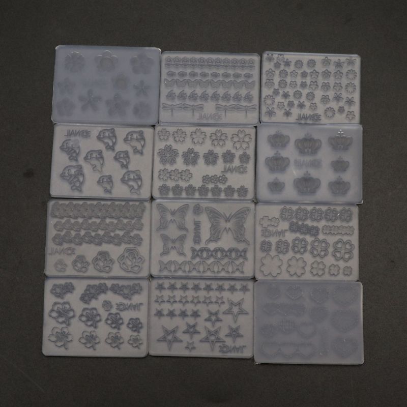 12Pcs Mini Nail Art Silicone Mold Leaves Flower Animals Template Resin Molds Kit Resin Mold Jewelry Making Tools