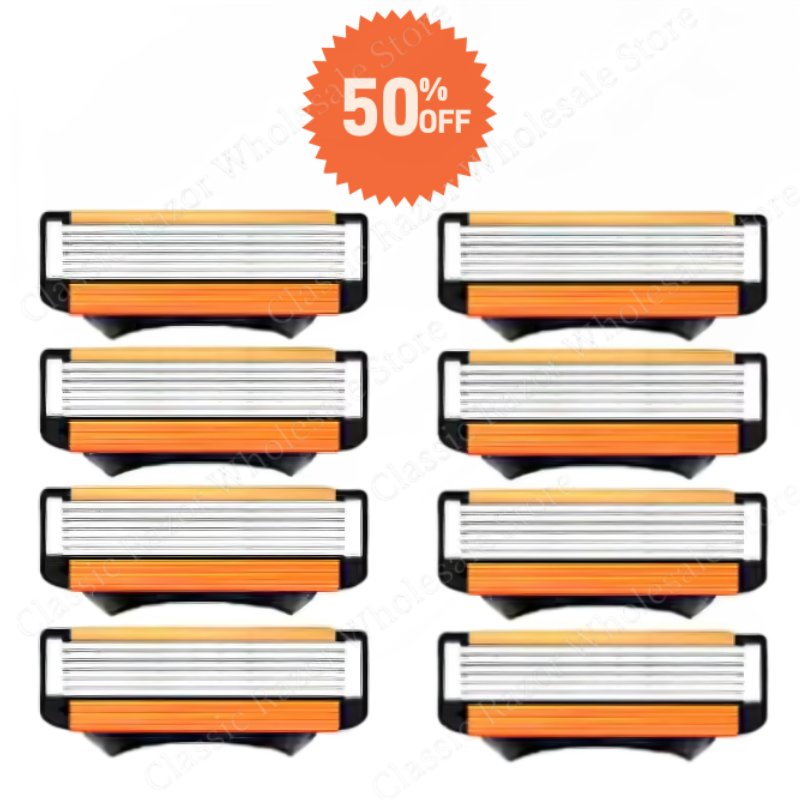 Cuchillas de afeitar manuales reutilizables de 5 capas, cuchillas de repuesto para afeitadoras de hombres, maquinilla de afeitar de seguridad, protección de la piel