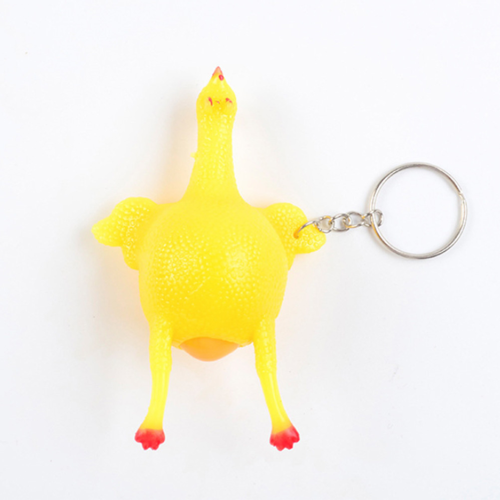 Novità Creativa Divertente Giocattolo di Pollo Fritto Chiave Anello Della Catena Spremere Parodia di Deporre Le Uova Galline Decompressione Ragazzi Portachiavi Regalo Del Partito #30