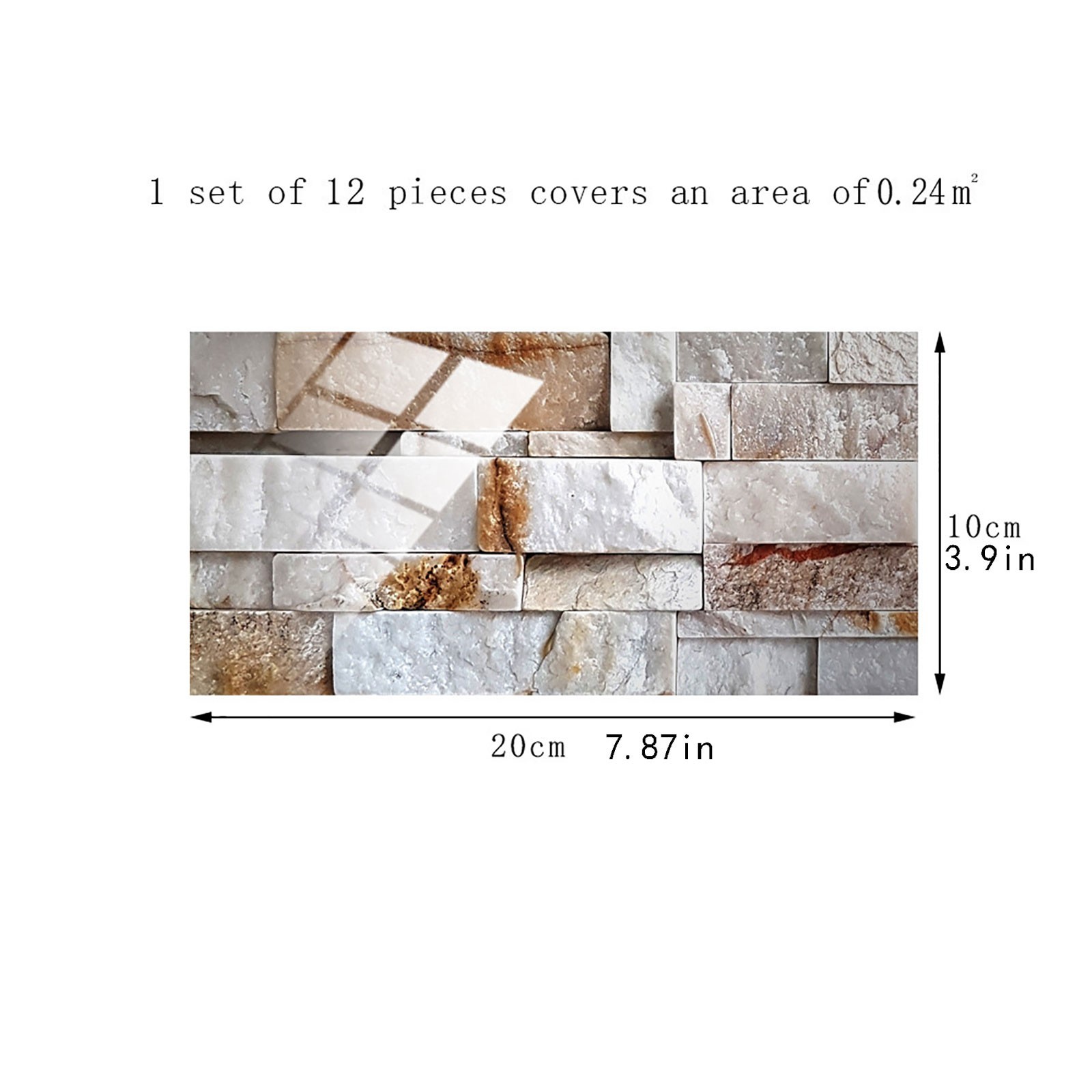 Marble Tile Stickers 12PCS 10x20cm DIY Self-Adhesive Wall Stickers Decor Bathroom Desk Wardrobe Waterproof PVC Wall Decals: A 12pcs