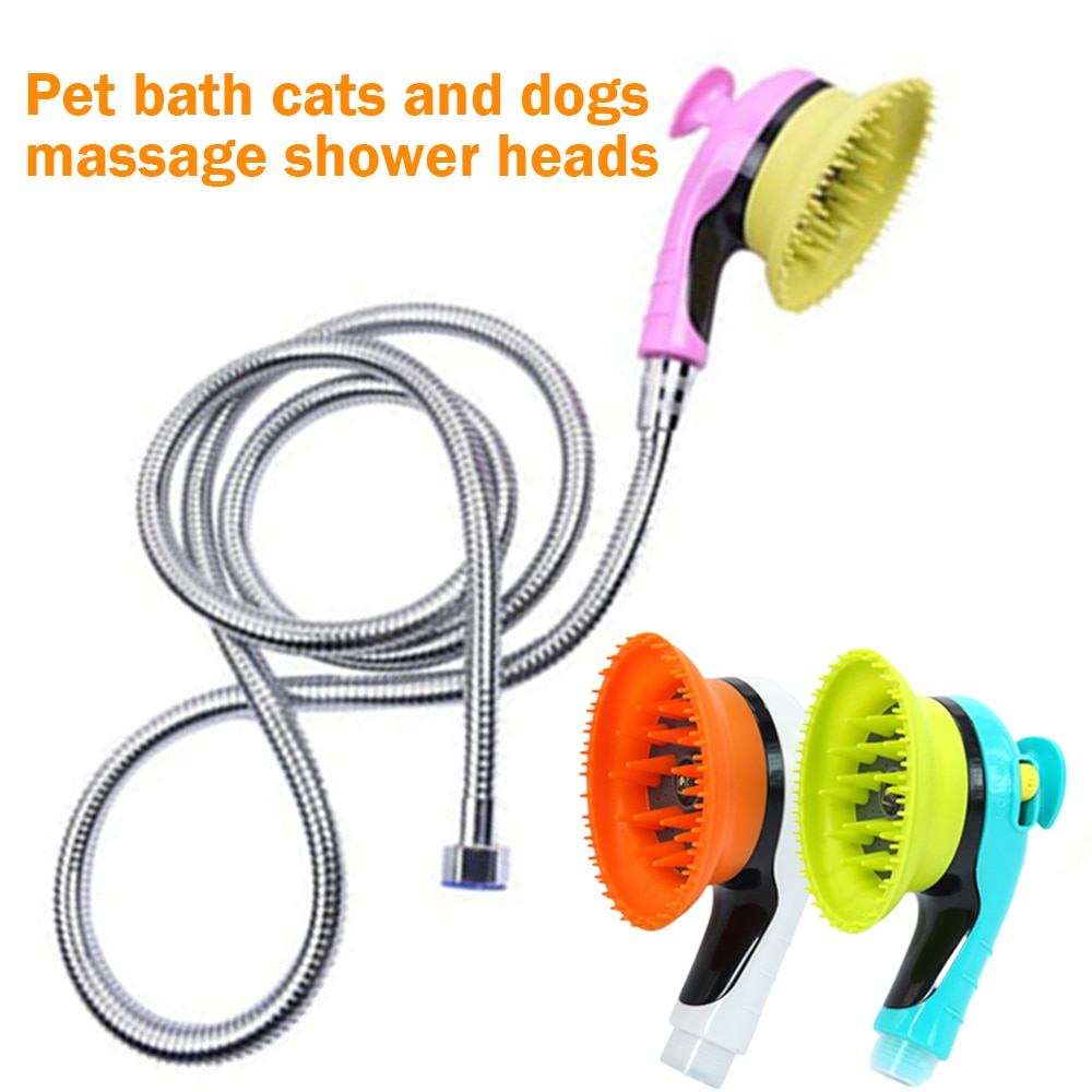 Multifunktionelt bad brusehoved kæledyr bad sprøjte håndholdt bruser dyse kæledyr grooming børste kæledyr leverer hunde katte