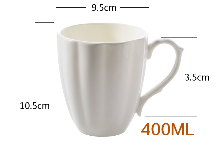 400 ml, puur wit porselein originele ontbijtbekers, pompoenontwerp, schattige kopjes en mokken, porseleinen thermische kopje koffie, thee: Default Title