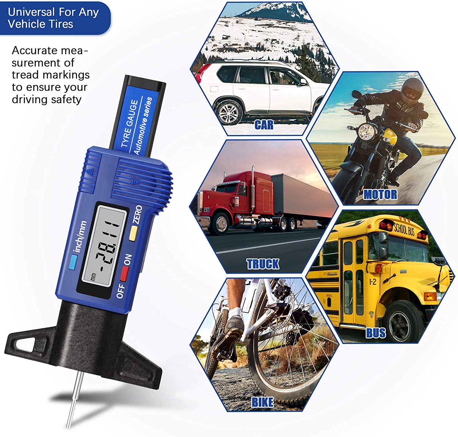 Reparatie Tool Auto Digitale Band Band Loopvlak Diepte Tester Gauge