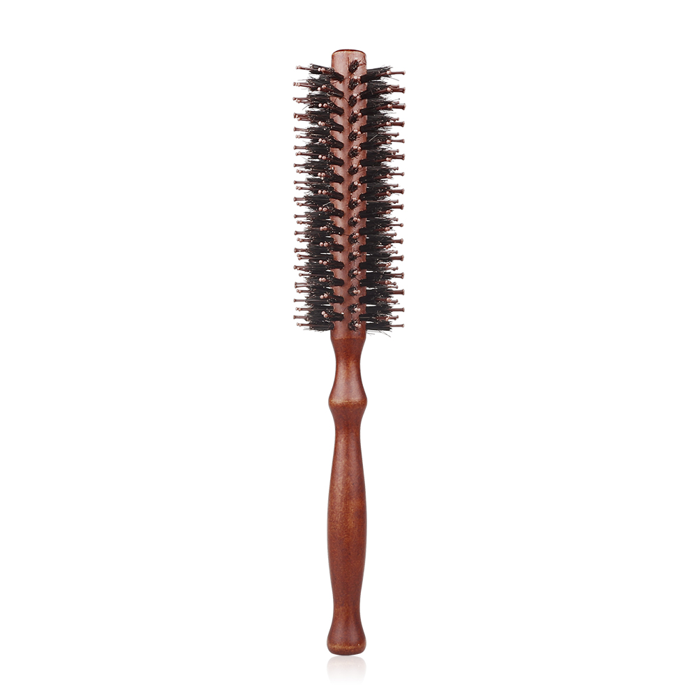 Cepillo rodante redondo con mango de madera de 12 estilos, peine de pelo de sarga recta, cerdas de jabalí, barril redondo, cepillo rizador de pelo, herramienta de peluquería: Gris