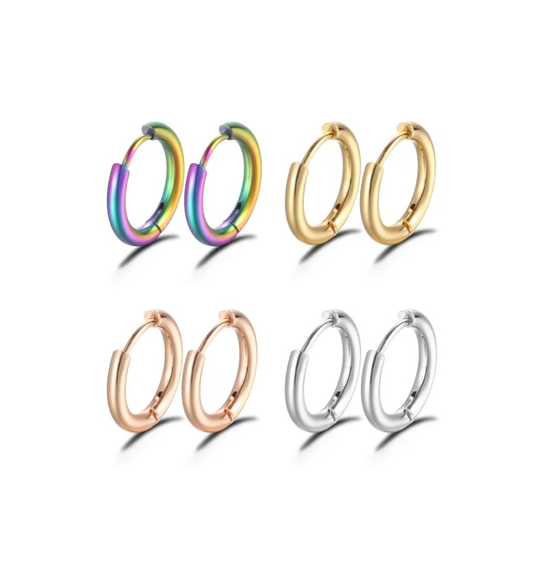 Pendientes de aro pequeños para Mujer y hombre, aretes redondos de acero inoxidable, Color dorado y plateado, antialérgico, 2 uds.