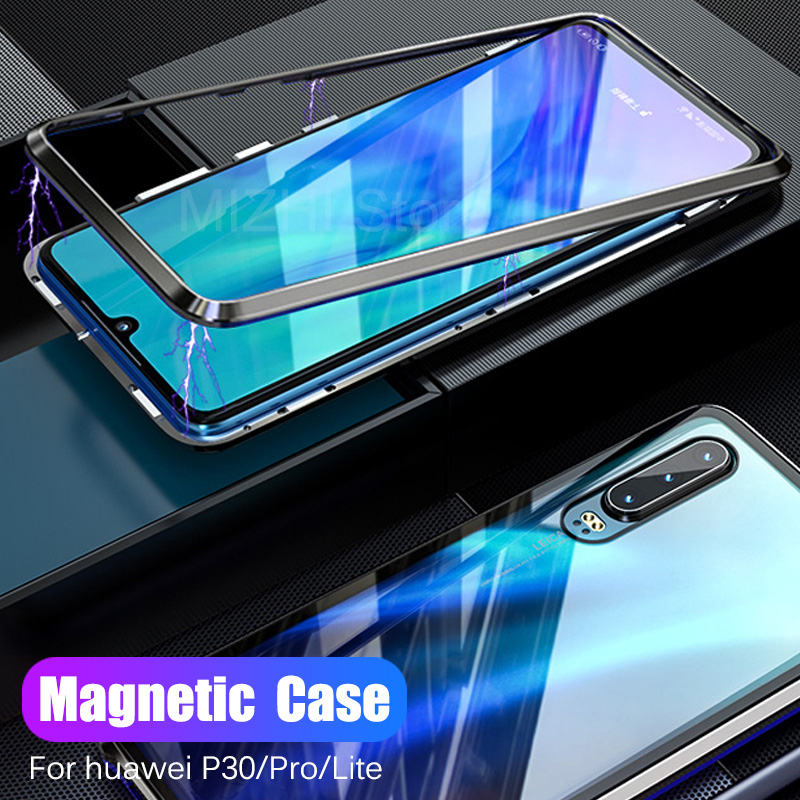 Magnetische Fall für huawei p30 Pro gehärtetem glas Abdeckung auf huwei p30 lite p 30 Pro licht p30lite p30Pro 30 lite zurück Abdeckung coque