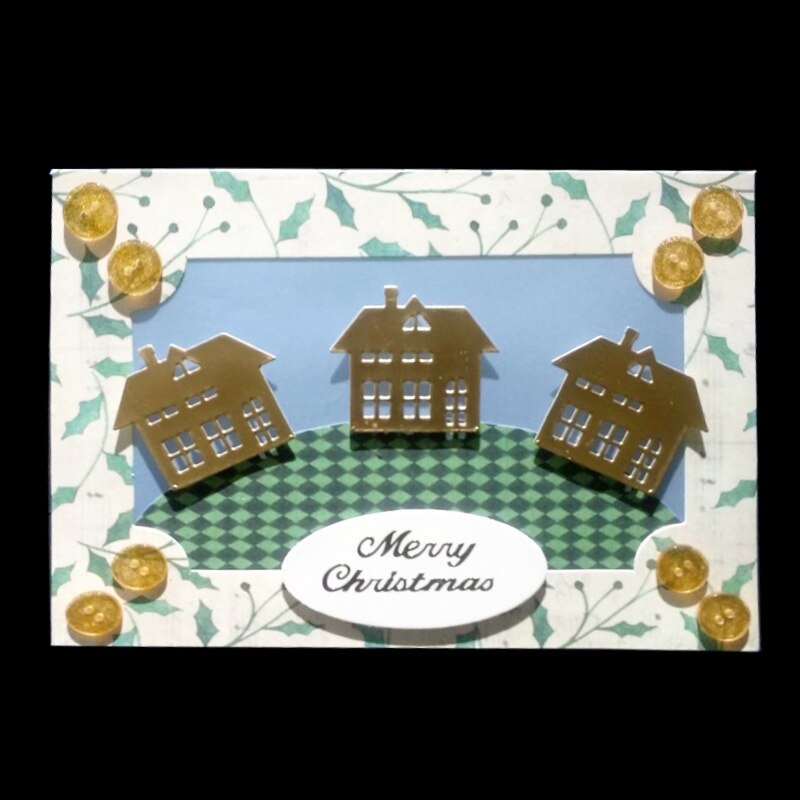 Stansmessen Kerst Huis Scrapbooking Sterft Metalen Ambachten Postzegels Embossing Maken Kaarten Decor