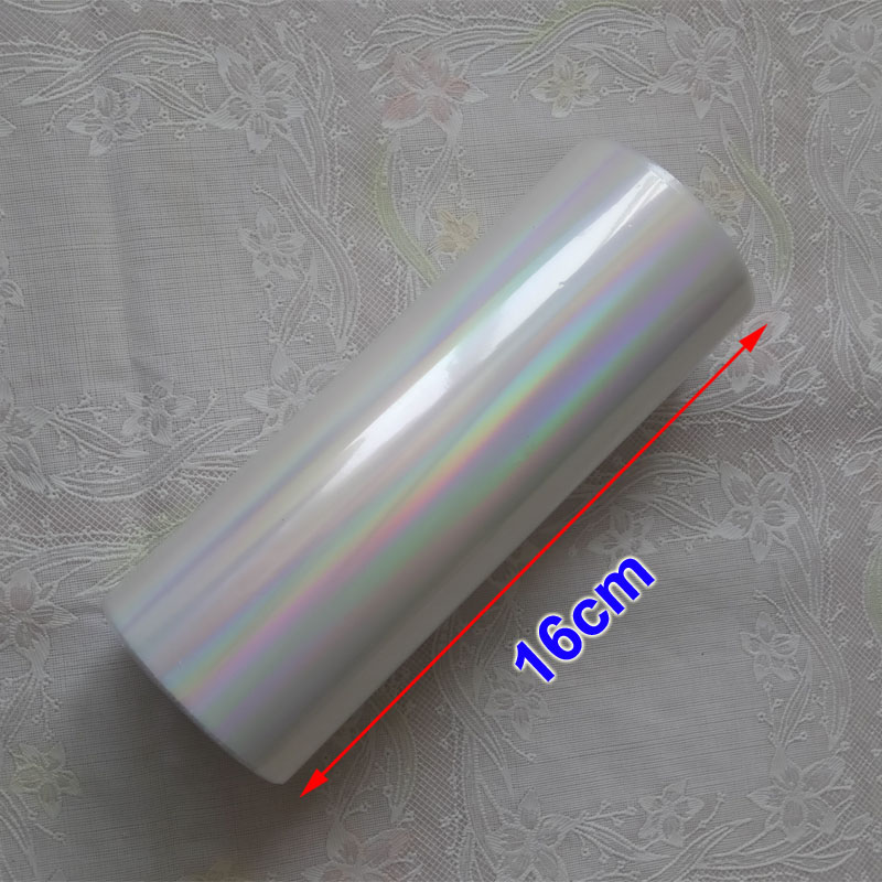 Folia holograficzna przezroczysta folia tłuczone szkło folia robić gorącego tłoczenia na prasie papierowej lub z tworzywa sztucznego 16cm 21cm 64cm szerokość 120m długości: 16cm plain tęcza