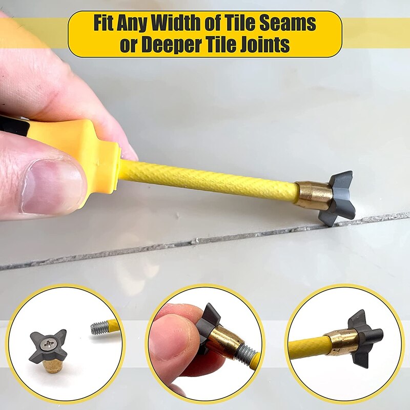 Grout Removal Tool 4 In 1 (Carbide Alloy Head), Grout Remover, Caulking Removal Tool, Grout Cleaning , Tile Removal Tool