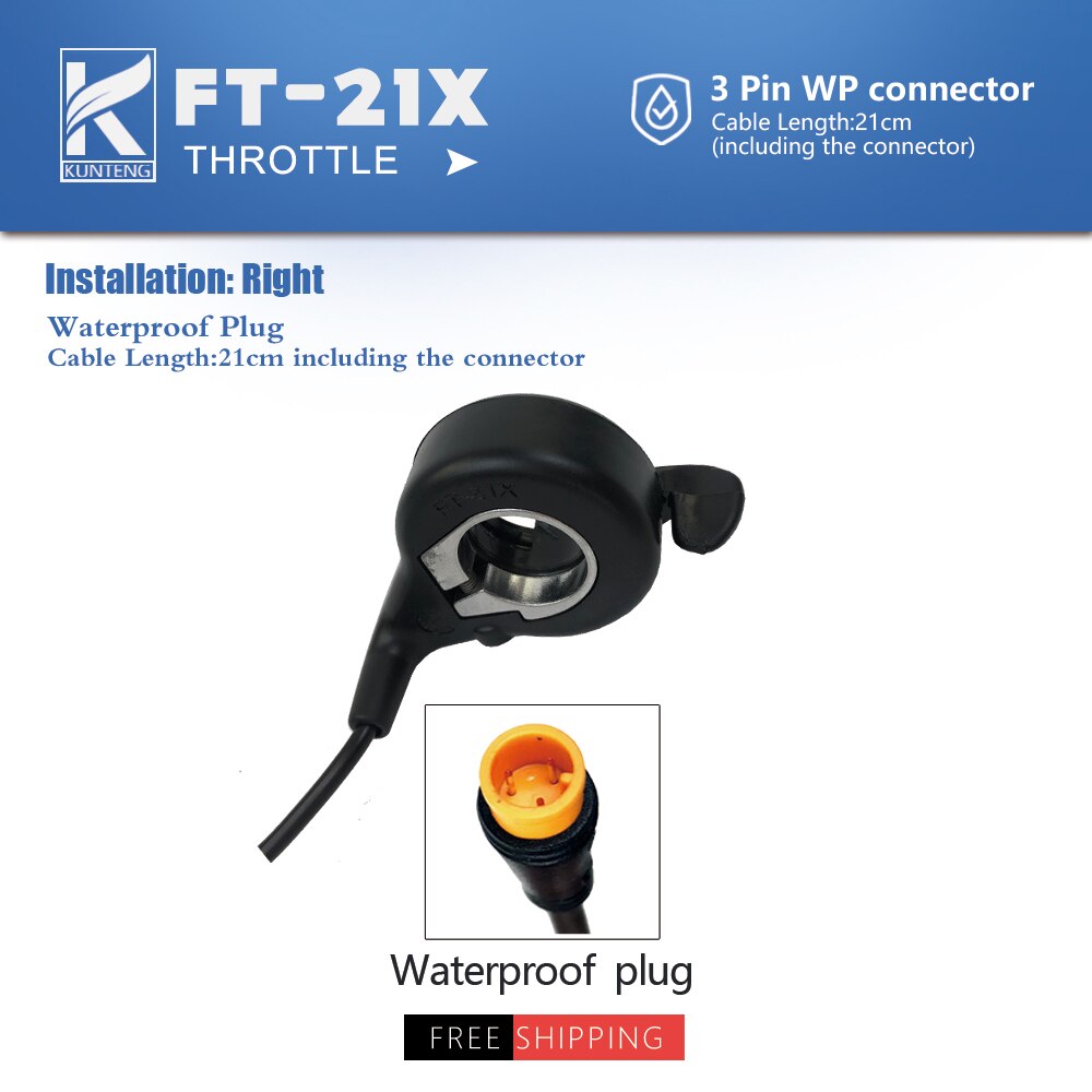 Electric Bicycle Thumb Throttle Lef/Right Side 24V-72V e-Bike Whole Throttle Half Twist Throttle Handle For Ebike Conversion Kit: FT-21X WP