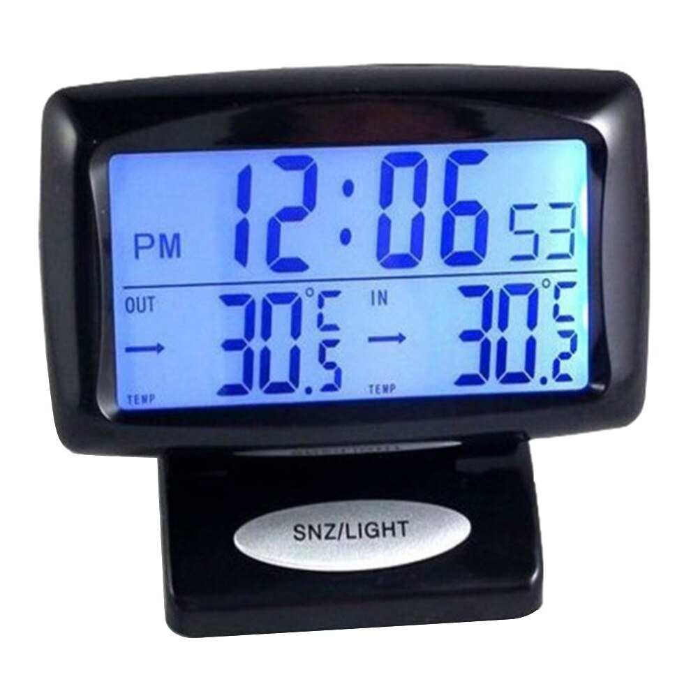 Auto Elektronische Uhr Temperatur Meter Auto Innen Und Außen Thermometer Dual Sensoren LCD Blau Hintergrundbeleuchtung