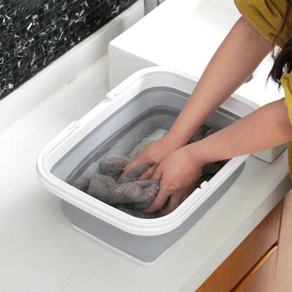 Large Folding Mop Bucket Bathroom Bucket with Handle Portable Water Container Foot Bath Bucket Outdoor Fishing Car Wash Bucket