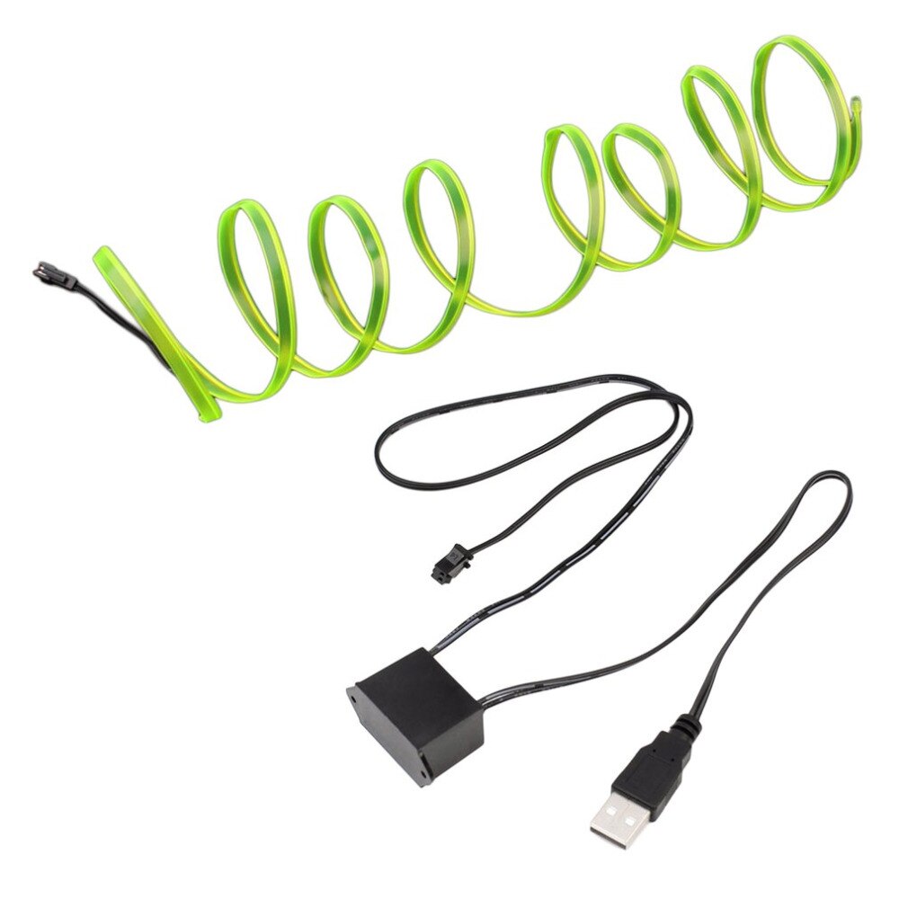 5M LED EL Light Neon Rope Car Dance Glow Light Strip + 3V/12V Controller USB Drive Car Decoration Light Car Styling Party Decor