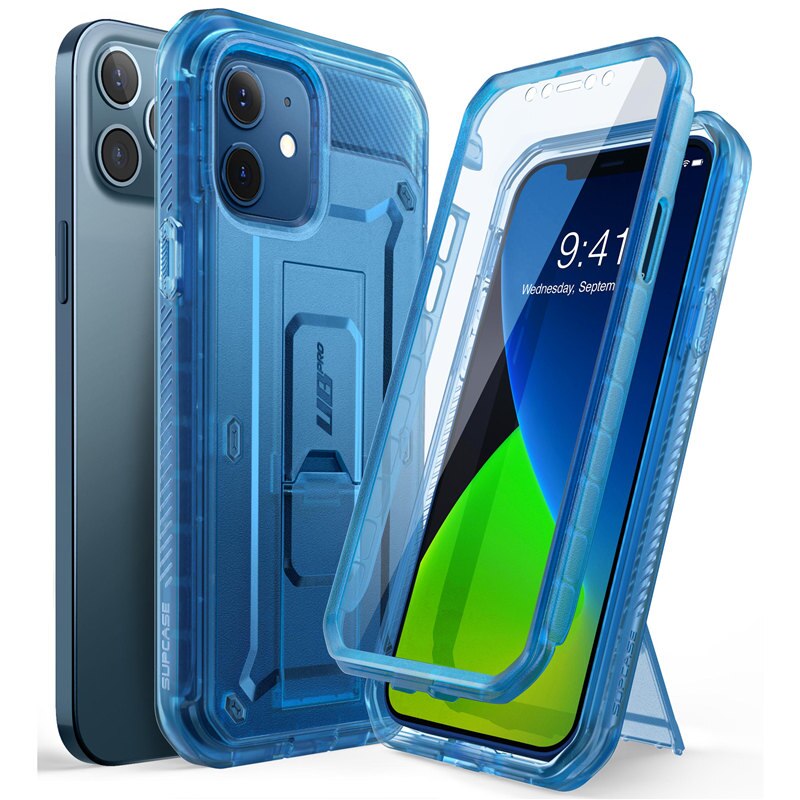 Voor Iphone 12 Case 12 Pro Case 6.1 ") supcase Ub Pro Full-Body Robuuste Holster Cover Met Ingebouwde Screen Protector & Kickstand: Frost Blue