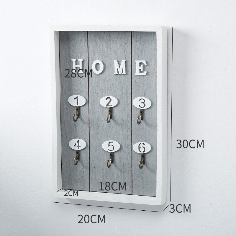 Wall Mounted Key Holder Wooden Key Organizer Hanger With 6 Hook Wall Decorative Holder Key Holder Wall Minimalist Wall Hook: Gray