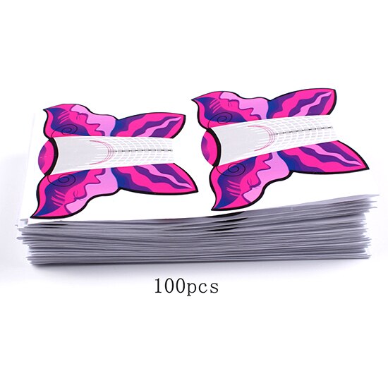 Vinger Amgel 100 stks/partij Vlinder nail forms Nail Gereedschap Nail Uitbreiding Formulieren Sticker Nail Forms UV Gel Acryl Franse: 01