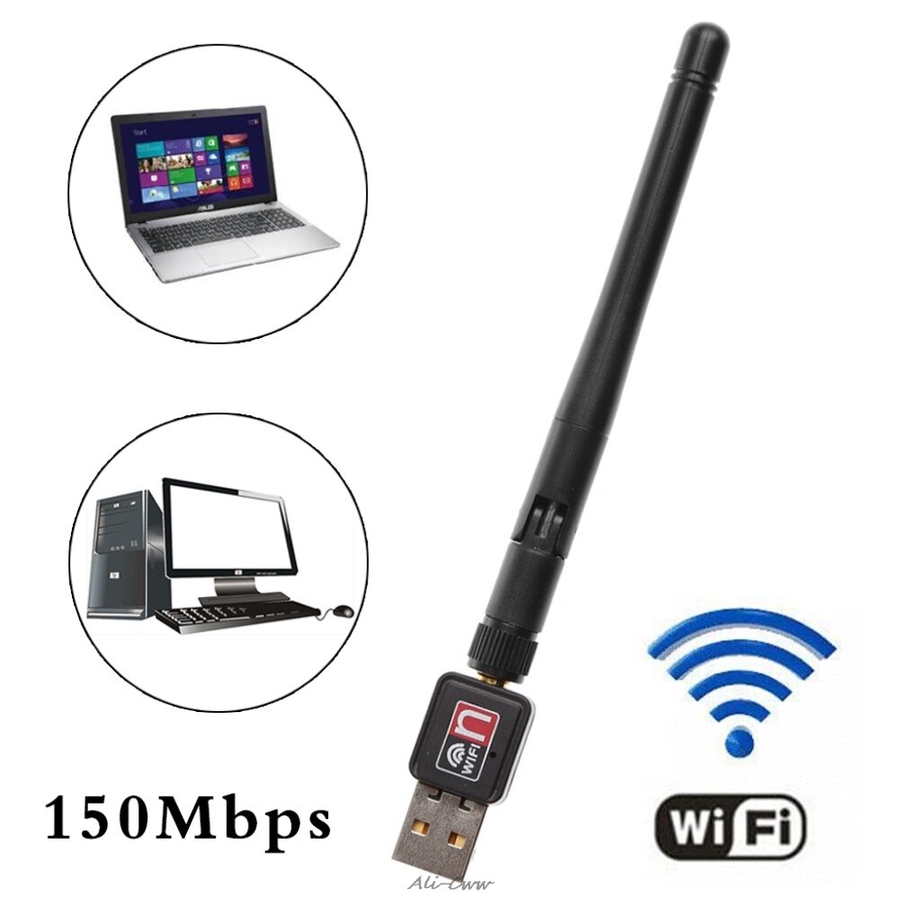 150 mbps mini usb 2.0 nätverk lan-kort wifi trådlös adapter med antenn 802.11n/ g/b
