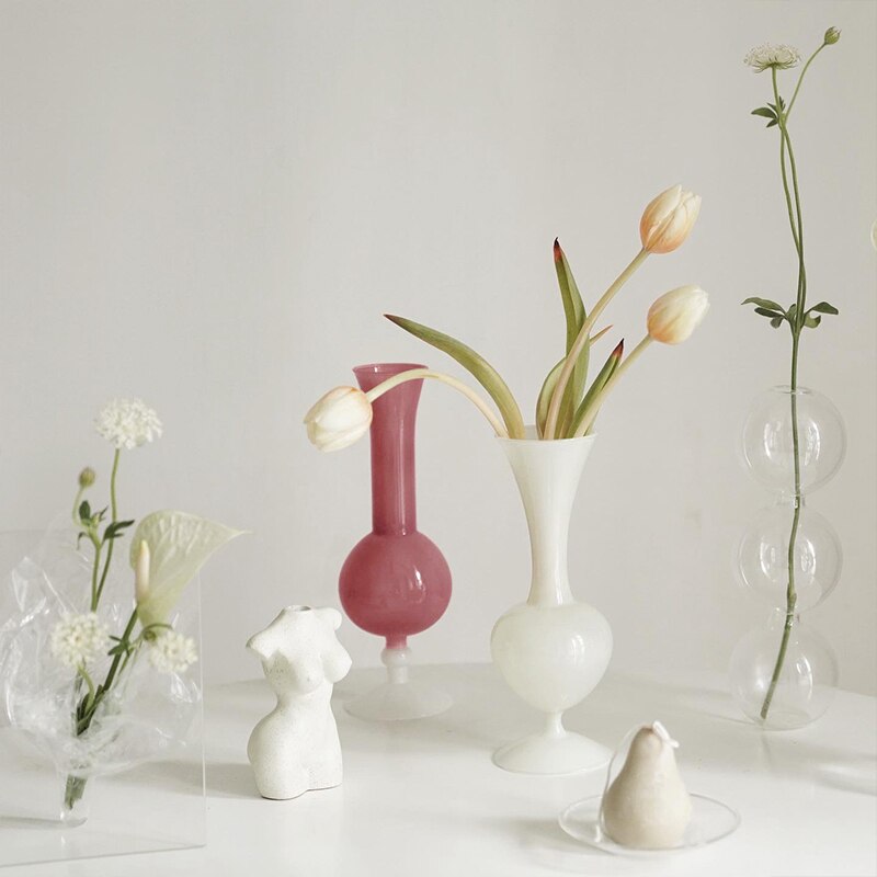 Glass Flower Vase Plant Holder Container INS Flower Vases for Home Wedding Decor Bottle Potted Terrarium