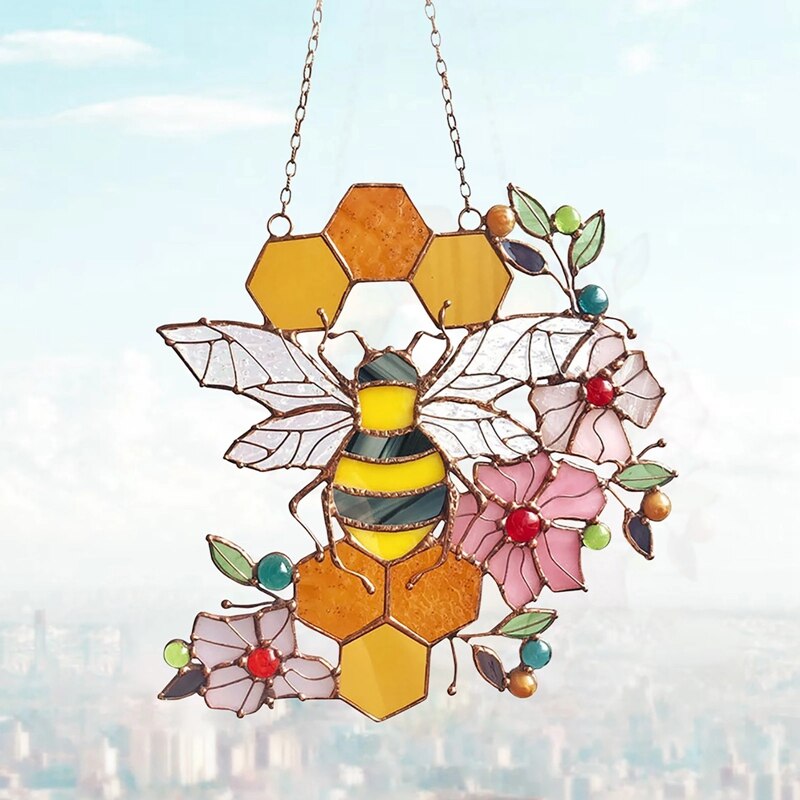 Metal Honeycomb with Bumble Bee Hanging Decoration Outdoor Wedding Decorations Bedroom Home Decor