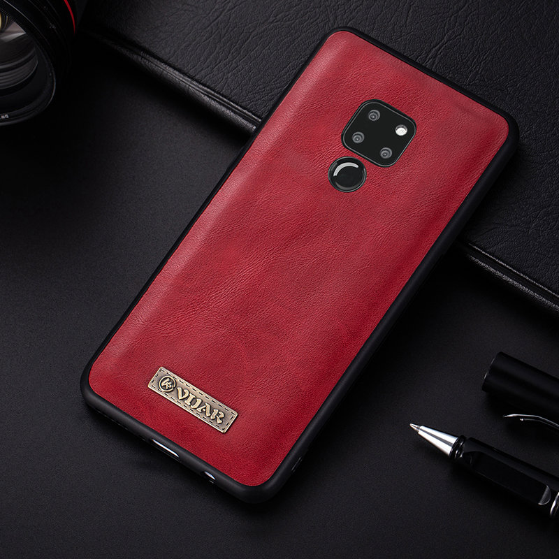 VIJIAR para Huawei Nova 5i 5Z Pro Mate 30 Lite funda de cuero de silicona TPU para Huawei Mate 20 20X 5G Pro funda: Mezclilla / Rojo