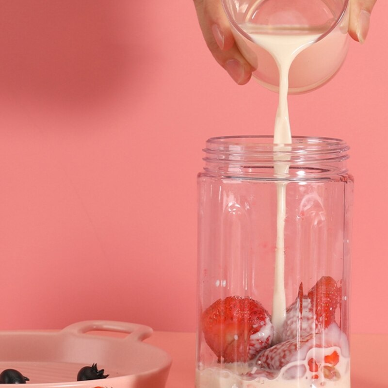Tragbare Rührgerät Entsafter Tasse, Wiederaufladbare Single Dienen Rührgerät, Persönliche Größe Rührgerät Für Quetschen Saft, weiß/Rosa U1JE