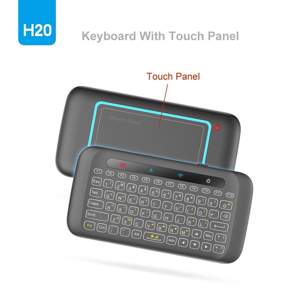 Wechip Backlit H20 Mini Wireless Keyboard 2.4Ghz Engels Air Mouse Ir Leren Met Touchpad Afstandsbediening Android Tv Box pk I8