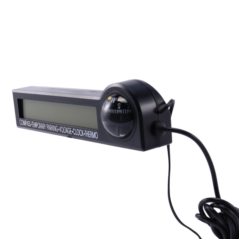Multifunctionele 5 In 1 Voltage Tester Kompas Thermometer Auto Parkeerkaart Klok Kalender Digitale Lcd Dashboard Bal