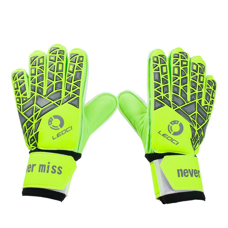 Goalkeeper Gloves with Fingersave Protection Rods Soccer Thick Latex Anti-slip Football Goalie Gloves: green / size 9 (19-20CM)