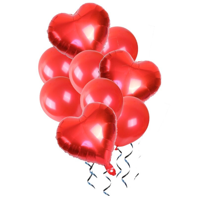 9pcs/lot Heart Aluminum foil balloon Confetti latex balloons For Kids birthday party wedding decoration balloons Baby Shower: red 2