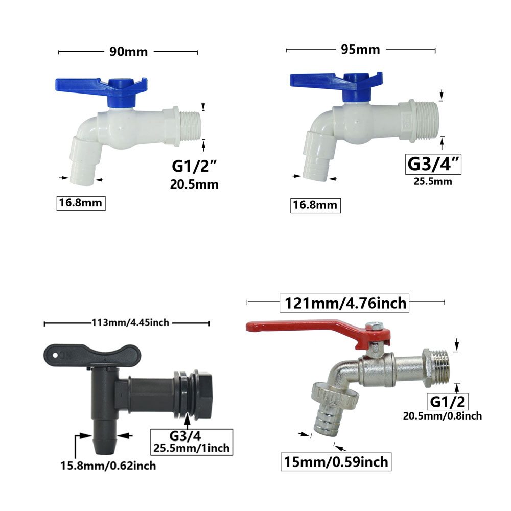 IBC Tank Tap Adapter S60 x 15mm 5/8 "Slangpilaar Sluit Kraan Legering Tank 1000 Liter IBC Tank Klep fitting