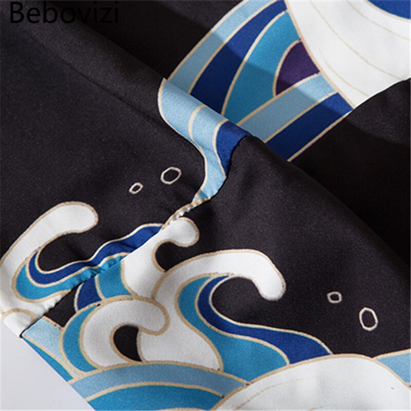 Bebovizi-Conjunto de pantalones tipo Kimono para hombre y mujer, pantalón negro holgado con cintura elástica, estilo chino, estilo japonés,