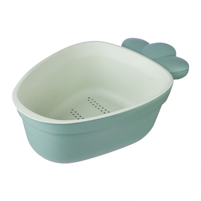 Fruit Bowl Plastic Fruit Tray Kitchen Drain Double Layer Radish Shape: Green