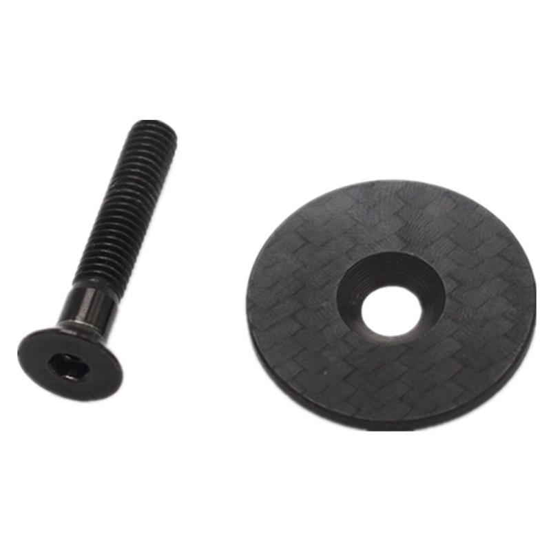 Capuchon supérieur de tige de vélo en carbone avec vis pour Tube de fourche de direction de 31.8mm-28.6mm 1 1/8 pouces OD2, couvercle de capuchon de casque