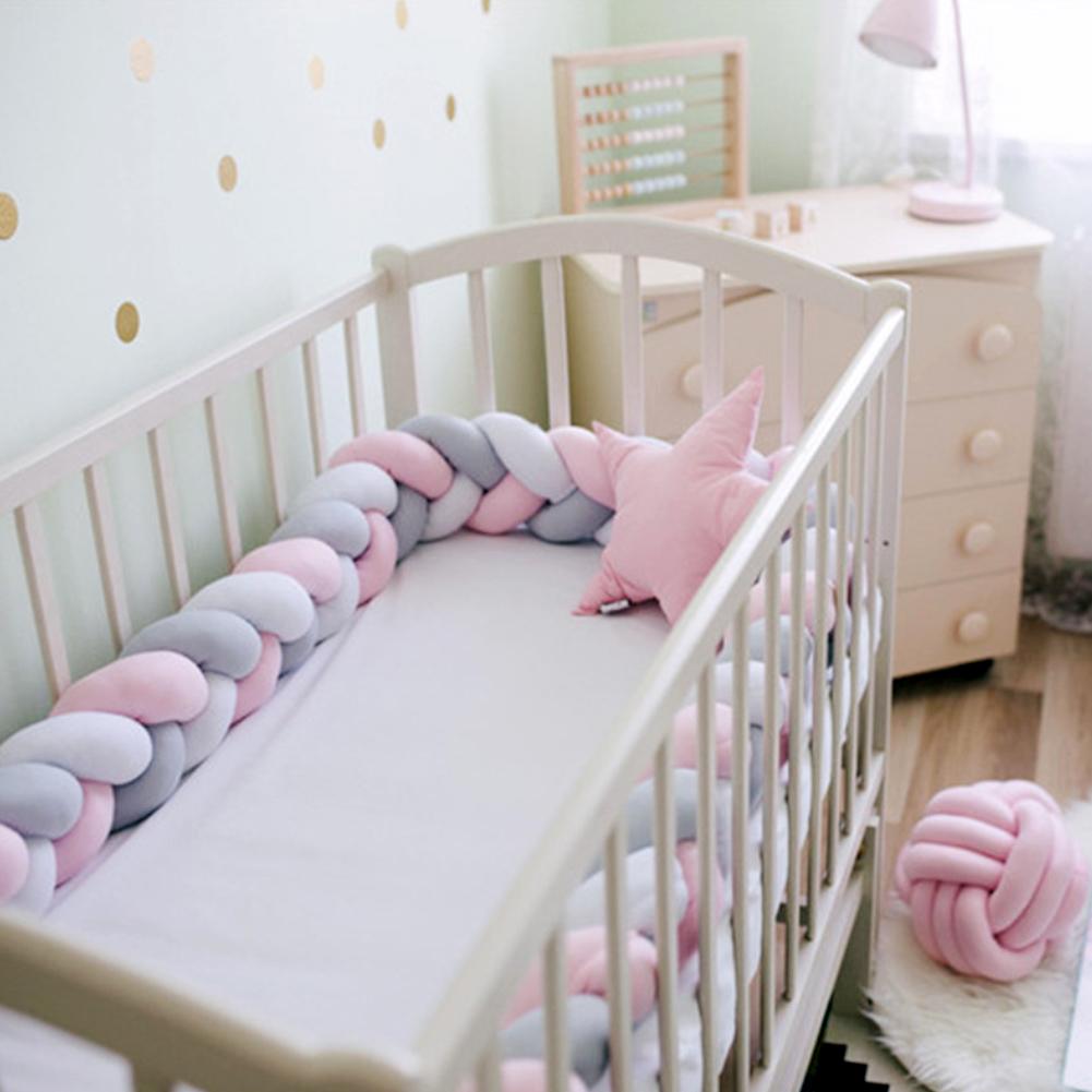 1pc nyfødte baby seng krybbe kofanger beskytte pude knyttet flettet plys børnehave vugge dekor
