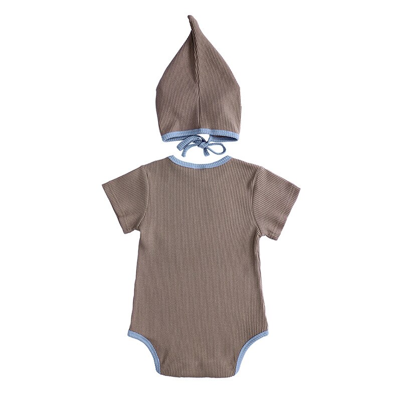 Barboteuse à manches courtes pour bébé, combinaison en coton, chapeaux, vêtements d'été pour -nés, vêtements pour enfants filles/garçons de 0 à 18 mois