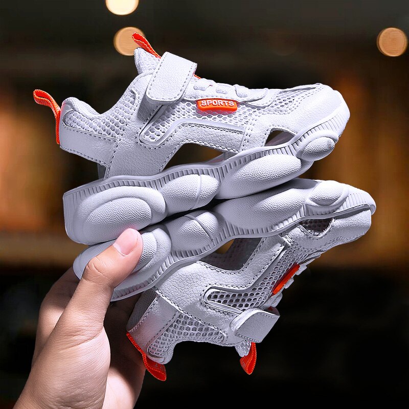 Zomer Kinderen Mesh Schoenen Baby Jongens Meisjes Kinderen Casual Sneakers Ademend Zachte Anti-Slip Running Sport Schoenen Size26-37 wit