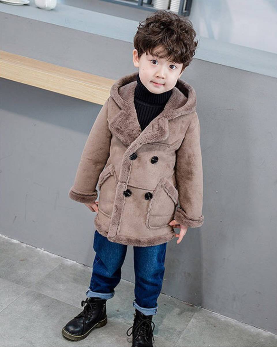 Solid Color Kids Boys Jackets For 2-8 Year Old Hooded Outerwear Autumn Winter Thicken Boys Clothing Coat Jackets: 002 / 3T