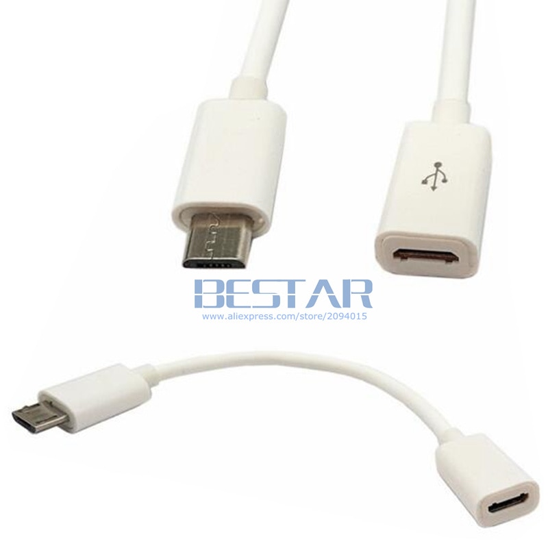 Black & White color 10CM Micro USB 2.0 Type B Male To USB2.0 Micro USB Female M/F Extension Extender Charging data Cable 0.1M