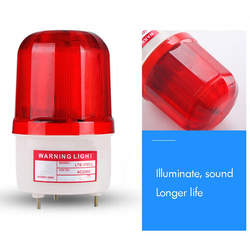 Luz LED estroboscópica DE EMERGENCIA giratoria de 220V, luz de advertencia de sonido intermitente Industrial con zumbador, luz de señales de construcción de carreteras
