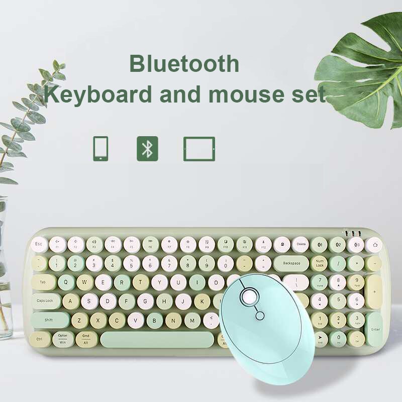 Bluetooth-compatible Keyboard Mouse For Mackbook Laptop PC Gamer Wireless Gaming Keyboard Mouse Combo For Phone iPad Tablet: Green with mose