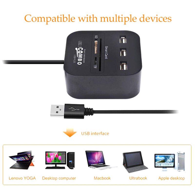 All in 1 USB SIM Smart Card Reader For Bank Card IC/ID EMV TF 3USB HUB