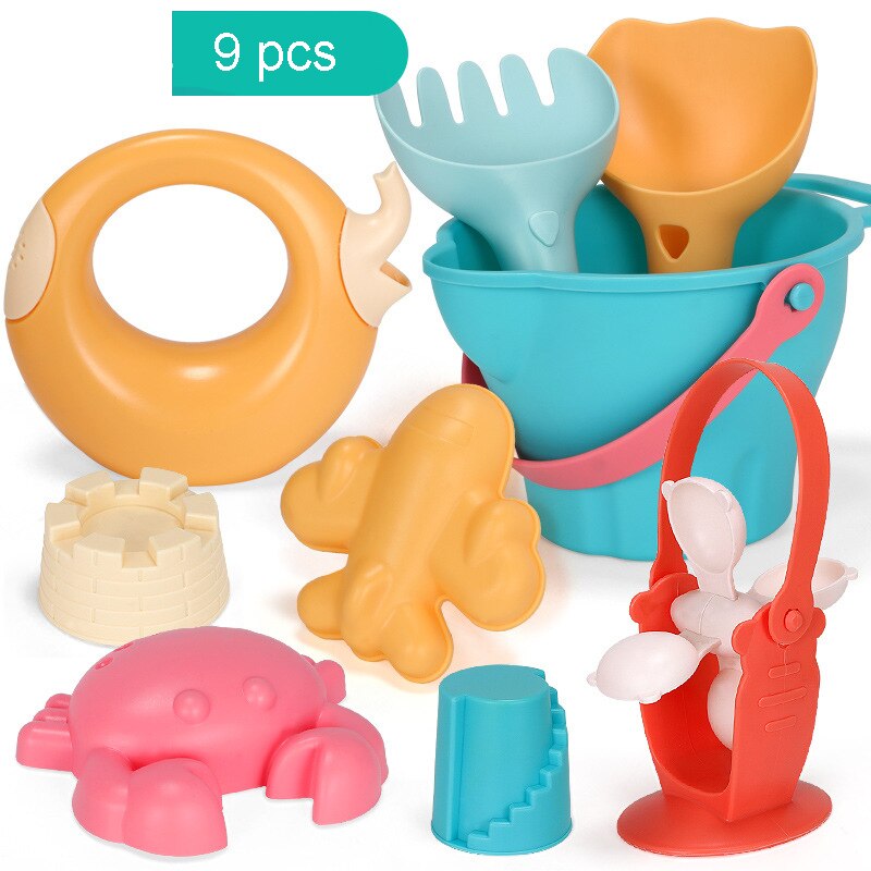Juguetes de playa para niños bebé playa juguetes de los niños Set de caja de arena Kit de juguetes de verano para juego de playa de arena de agua juego juguetes al aire libre: 9 pcs