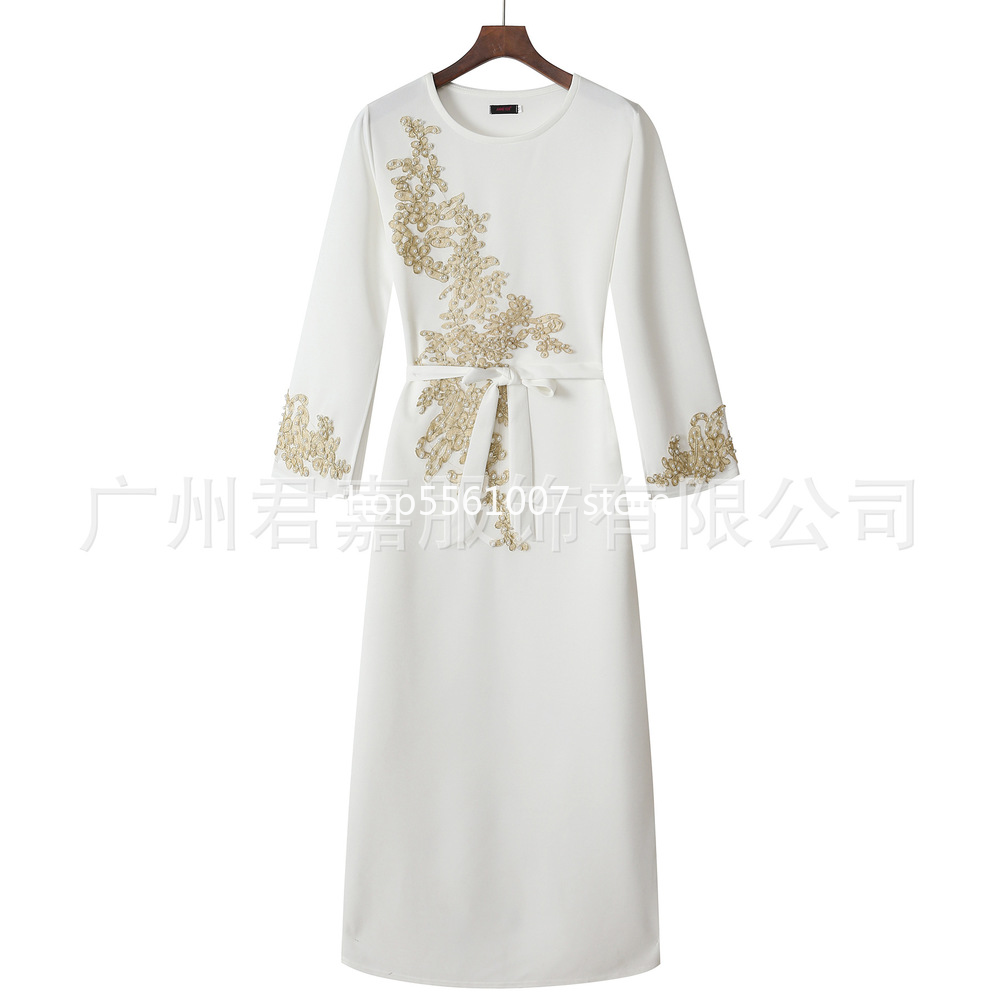 Abaya-Robe musulmane en dentelle perlée pour femme, caftan de Dubaï et de Turquie, vêtements islamiques, 2023