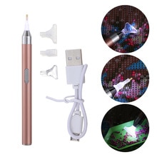 Usb Rechargeable Lighting Point Drill Pen With 4 Heads 5d Diamond Painting Embroidery Accessories Diy Tools