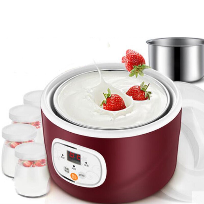 DETID Automatic Electric Yogurt Maker Multifunction Stainless Steel Leben Container Natto Rice Wine Machine Four Yoghurt Cups 1L: Display 4 cup