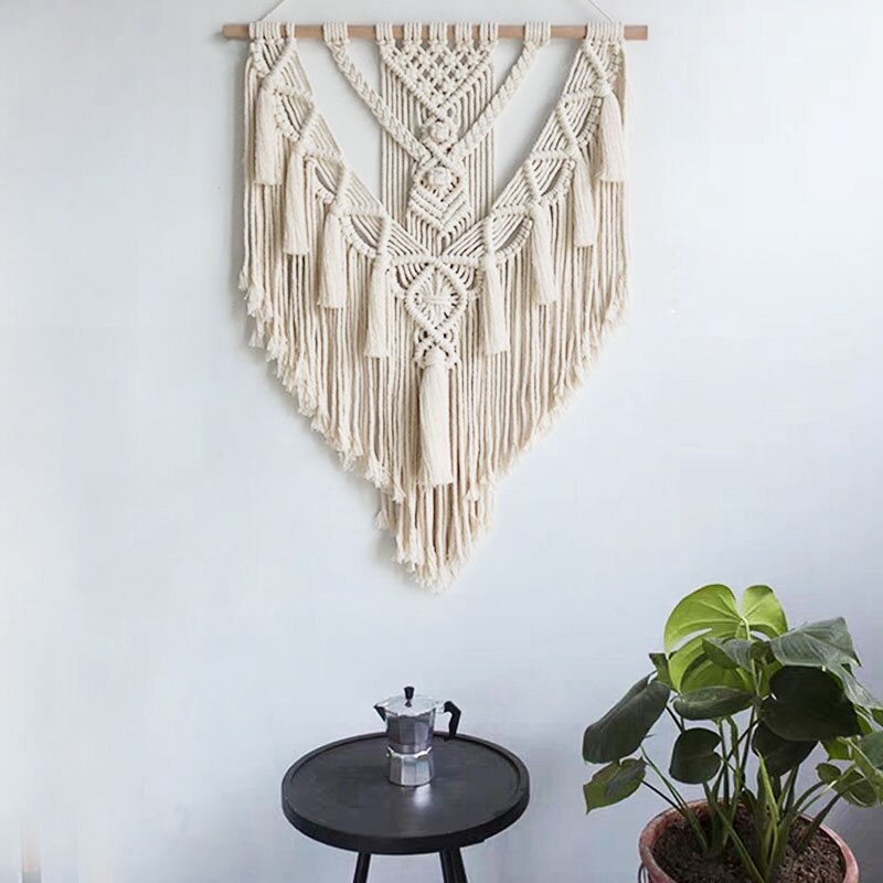 Macramé tapiz colgante de pared decoración de pared Boho Chic tejido bohemio decoración del hogar 55X70cm